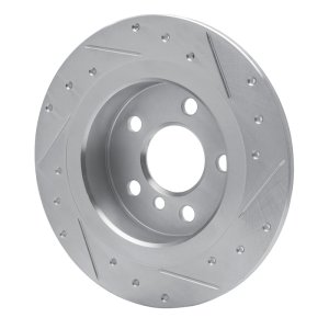 BMW i3 Brake Rotor (1) - Rear Left - R1 Concepts - Drilled & Slotted - Silver - `14-`25